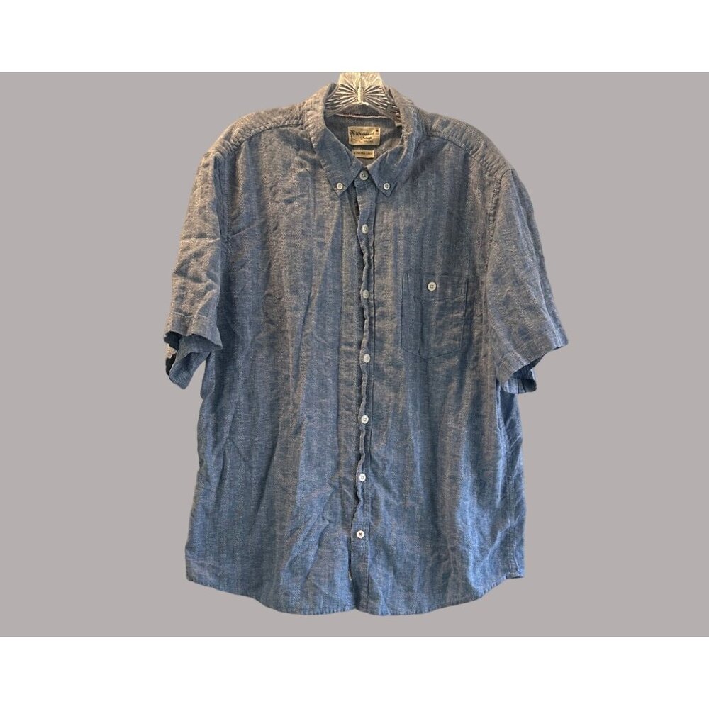 Weather Proof Men's Button Down Short Sleeve Shirt Blue Size XXL